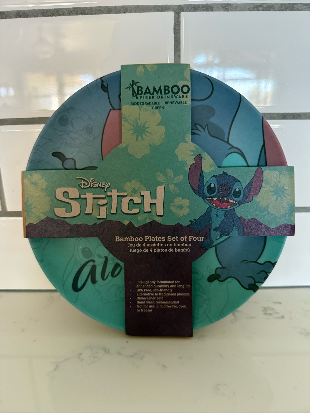 Brand New Disney Stitch Bamboo Plates Set of Four by Bioworld